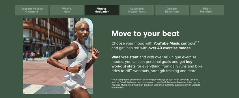 Fitbit Charge 6 Fitness Tracker with Google apps, Heart Rate on Exercise Equipment, 6-Months Premium Membership Included, GPS, Health Tools and More, Obsidian/Black, One Size (S & L Bands Included)