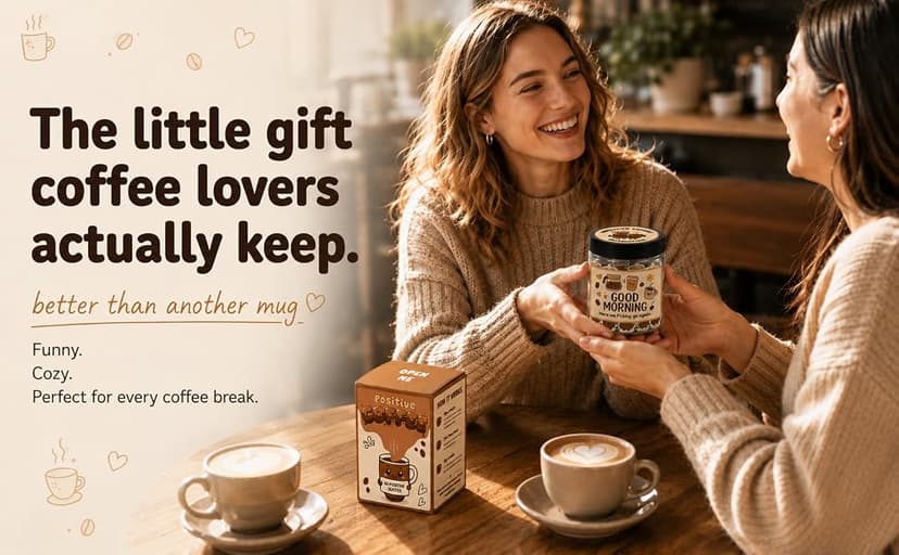 Positive Coffee Jar with 60 Affirmation Cards, Coffee Gifts For Women and Men, Dad, Mom, Coffee Themed Lover Gift, Emotional Support Latte, Cheer Up Funny Gag Gifts for Best Friends, Coworkers B0F6SGJJKC