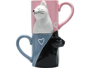 Couple Gifts Cute Kissing Cat Mug Matching Couples Stuff Ceramic Coffee Mugs for Wedding Gifts Anniversary Valentines Engagement Gifts for Couples Cat Lovers 12oz B07MQCGDH6