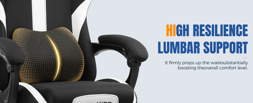 GTRACING Gaming Chair Ergonomic Office Chair with Foot Rest & Pocket Spring Cushion, Breathable Fabric Computer Chair with Headrest & Lumbar Support, High Back Game Chair for Adults, Coal-Black