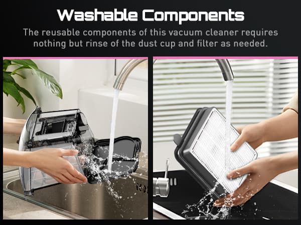 PKUYIE Canister Vacuum Cleaner, 40Kpa 1600W Cyclon Power, Dust Full Indicator, Double HEPA Filters, 3.7Qt Large Capacity, Lightweight Vac for Hard Floors, Carpets, Pet Hair, Pink