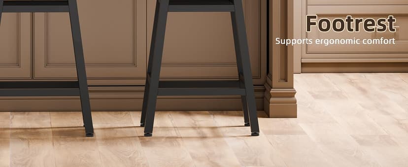 Counter Height Bar Stools Set of 2, 24 Inch Backless BarStools for Kitchen Island Leather Saddle Bar Chairs Kitchen Stools with 4" Thick Seats & Heavy Duty Metal Base, Black