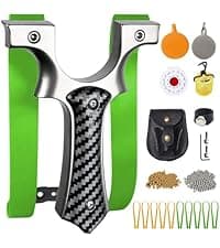 Slingshot, Hunting Sling Shot Set for Adults, Professional Stainless Steel Tactical Slingshots, High Velocity Catapult with Ammo Balls, Rubber Bands, Ammo Pouch, Target