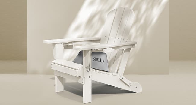 SERWALL Adirondack Chair with Cup Holders - Composite Adirondack Chairs Set of 2 HDPE Outdoor Chairs All Weather Use- White