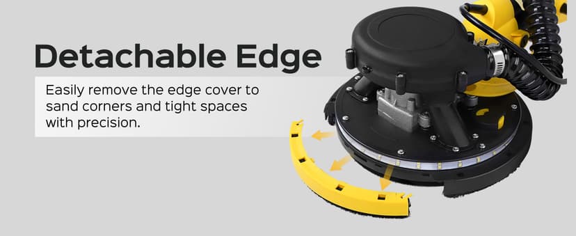 Drywall Sander Tool, KUPERIA 8.5 Amp Popcorn Ceiling Removal Tool with 7 Variable Speed 800-1800RPM, Electric Drywall Sander with Extendable Handle, LED Light,6 Basic Sand Paper & 6 Grid Sandpaper