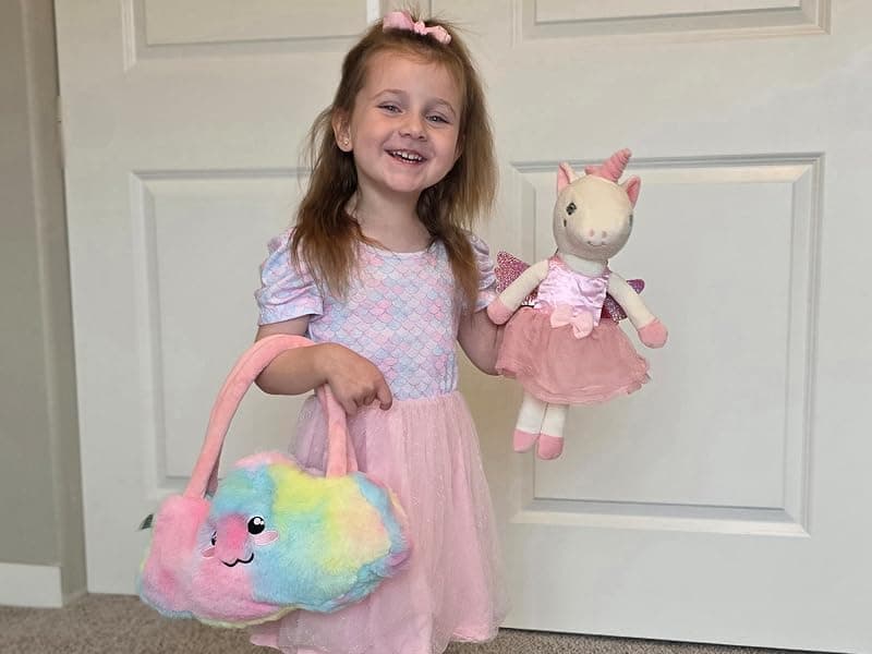 Ballet Dress up Doll with Plush Bag, 4 Year Old Girl Birthday Gifts 5 Year Old Kids Present, Airplane Travel Soft Plush Unicorns Toys for Girls Age 4-6, Ballerina Doll Stuffed Animal Girl Toy 4-5 B0DJQQY2YM