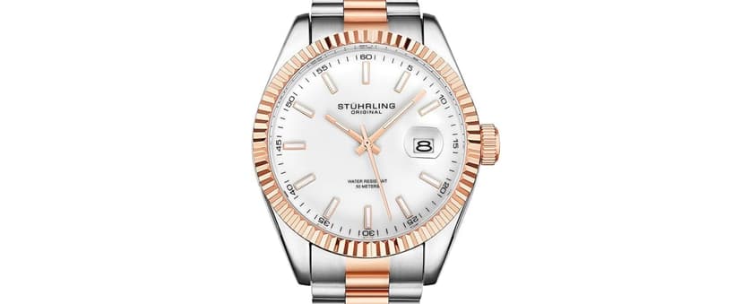 Stuhrling Original Men’s 40 mm Ultra-Slim Black Dial Dress Watch with Calfskin Leather Strap, Date Display – Minimalist Analog Wristwatch