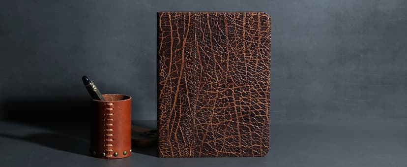 Gexmil Genuine Leather Case for iPad Pro 11 Inch (M5/M4) 2025/2024 with Pencil Holder,Protective Shockproof Leather Smart Folio Cover Adjustable Stand Auto Sleep/Wake Anti-Slip, Flower Brown