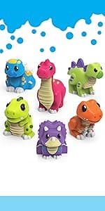 Tub Works® Dinos™ Dinosaur Light Up Bath Toys, 6 Pack | Water-Activated Light Up Toys Flash & Change Color | Easy-Grip Baby & Toddler Bath Toys | Sensory Bath Lights Watertight Bathtub Toys