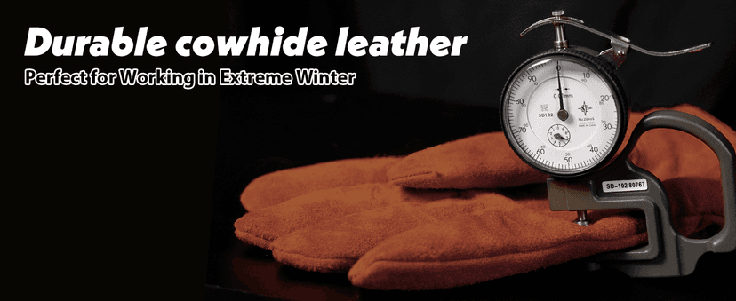 DLY Winter Work Gloves, Water-Resistant, Insulated, Puncture and Abrasion Resistant, Cowhide Durable gloves Warm Thick