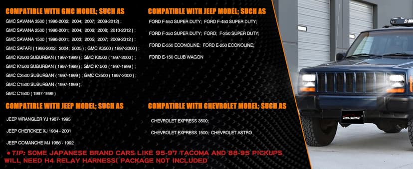 UNI-SHINE 5x7 led headlight 2pcs 7x6 led headlight Reflector Plug and Play H6054 H5054 Hi/Lo Sealed Beam DOT Approved Compatible with jeep Wrangler YJ Compatible with Cherokee XJ
