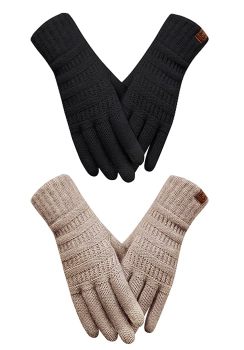 REACH STAR 2 Pairs Winter gloves for women Touch screen Elastic Thermal knit Lining Warm Gloves for Cold weather
