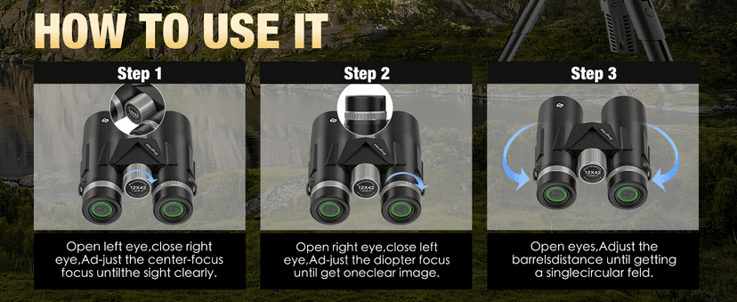 12x42 HD Binoculars for Adults with Phone Adapter, Tripod & Tripod Adapter - BAK4 Prism, FMC Lens, Waterproof & Fogproof, High Powered Scope for Bird Watching, Hunting, Hiking, Travel