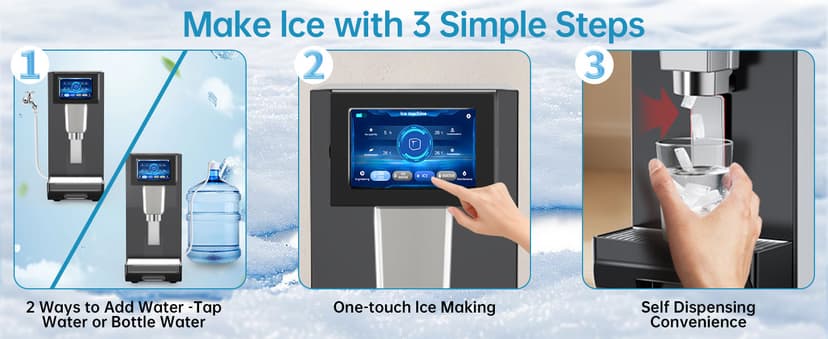 Commercial Nugget Ice Maker Machine, 100Lbs/24H Pellet Chewable Ice, 3-IN-1 Nugget Ice Maker with Ice & Water Dispenser, Self-Cleaning Countertop Stainless Steel Ice Machine for Business, Office,Party