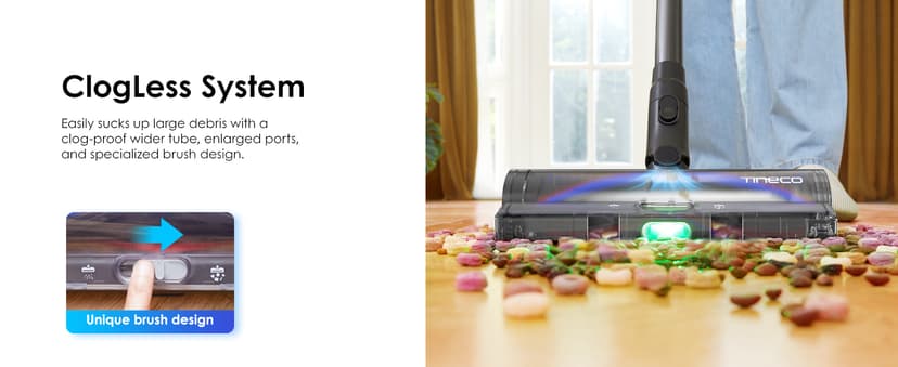 Tineco Pure ONE S50 Pro Cordless Stick Vacuum Cleaner, 200AW Powerful Suction, Zero Tangle Brush, 95Min Runtime, 180° Foldable Tube, 120° Green Light, Easily Tackles Large Debris Stick Vacuum