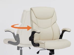 Sweetcrispy Ergonomic Office Chair Heavy Duty Task Desk Chair with Flip-up Arms, PU Leather, Adjustable Swivel Rolling Chair with Wheels, Beige