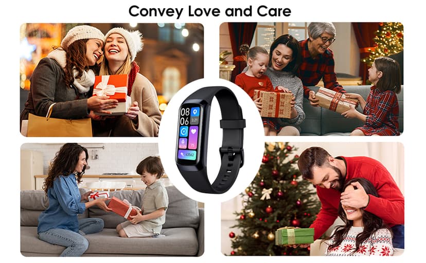 Fitness Tracker, 24/7 Heart Rate Blood Oxygen Blood Pressure Body Temp Monitor Sleep Calorie Tracker with 1.1" AMOLED Touch Color Screen Pedometer Smart Watch Waterproof for Women Men