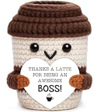 Thank You Gifts for Coworkers Teacher Nurse Employee Christmas Farewell Appreciation Office Desk Decor Mini Coffee Lover Gift Appreciation Gift for Women Men Coworkers Thank You Gift Crochet Coffee Cup B0FQTJYVLP