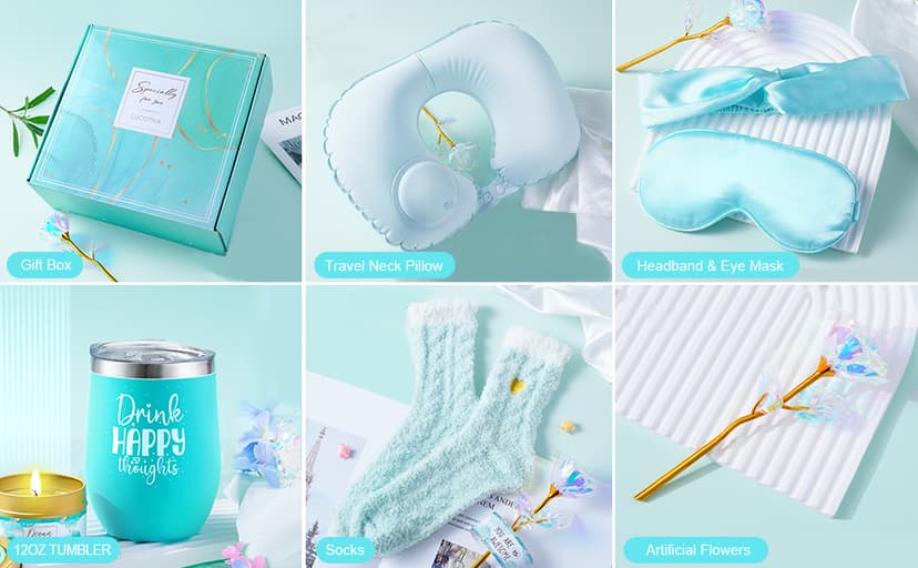 LUCOTIYA Birthday Gifts for Women Self Care Gifts Get Well Soon Gifts,Ocean Relaxing Spa Gift Basket Care Package with Blanket, Idea Thinking of You Gifts for Mom Her Best Friends Sister Wife