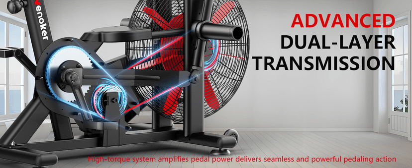 Air Bike, Wenoker Exercise Bike Air Resistance Stationary Bike for Home, Indoor Bike with Dual Action Handlebars, APP Connection Customizable Monitor