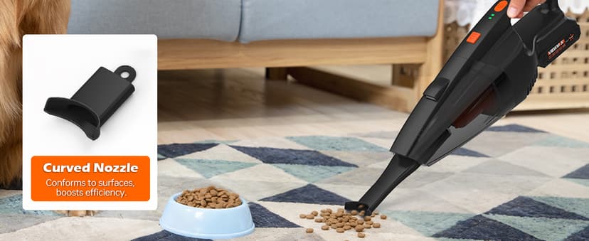 Viewmax Pet Hair Vacuum, Handheld Vacuum Cordless Rechargeable with LED, 10000Pa Suction, 20V Lightweight Portable Hand Vacuum with Multi-Nozzles & Washable HEPA Filter for Pet Hair, Car and Home