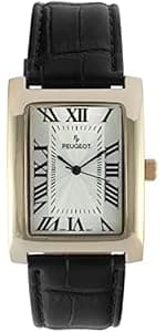 Peugeot Men’s Vintage Tank Shape 14K Gold Plated Wrist Watch with Roman Numeral Dial