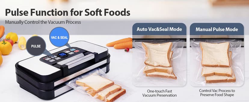 95Kpa Powerful Precision Pro Vacuum Sealer, with Double Heat Seal & Double Pump, Easy-Lock Handle, 10-in-1 Vacuum Sealer Machine for Food with Bags Storage, Built-in Cutter, Stainless Steel