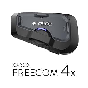 Cardo Systems FREECOM 4X Motorcycle 4-Way Helmet Bluetooth Communication System Headset Intercom, Universal Bluetooth Connectivity, Waterproof, 40mm Speakers - Single Pack