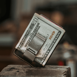 House of Jack Co. Ivor Bifold Money Clip Wallet for Men, Slim Front Pocket Wallet with Strong Magnetic Clip, Exterior ID Window, Full Grain Cowhide, Brown