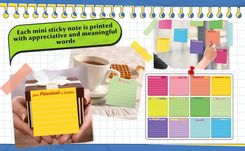 Yinder 24 Pcs Inspirational Sticky Notes with Lines Cute Motivational Sticky Notes Pad Employee Appreciation Gifts Bulk for Teacher Nurse Coworkers Office 3 x 3''(Dark Color,Appreciation)