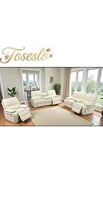 Toseslo Power Reclining Sectional Sofa Set with LED Light,Leather Sectional Couches, Living Room Furniture Sets, Modern Power Recliner Sofa Sets with Cup Holder for Living Room(Brown)