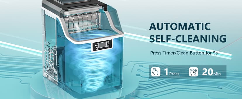 EUHOMY Ice Cube Maker Machine Countertop, 2 Ways to Add Water, 45Lbs/Day 24 Pcs Ready in 13 Mins, Self-Cleaning Portable Compact, with Ice Scoop & Basket, Perfect for Home/Kitchen/Office/Bar