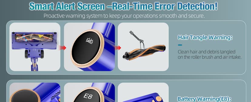 Cordless Vacuum Cleaner, 180° Bendable Wand Stick Vacuum Cleaners with LED Touch Screen, 8-in-1 Lightweight Rechargeable Vacuum with 1.5L Dust Cup for Home Hard Floor Low-Pile Carpet