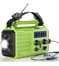 AM FM NOAA Weather Radio Battery Operated with 2-Mode LED Flashlight Cell Phone Charger Dual Outputs SOS Solar Radio Emergency Hand Crank 12000mAh with Clear Signal B0F4QW1PP1