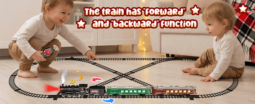 Hot Bee Train Set, Remote Control Train Toys with Luxury Track & Glowing Passenger Carriages, Metal Christmas Tree Train with Smoke, Light and Sound, Toy Train Set for 3 4 5 6 7+ Years Old Boys Gifts