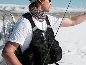 Gonex Fly Fishing Vest for Men Women, Comfortable Adjustable Fishing Vest with Multi-Pockets Reflective Stripes