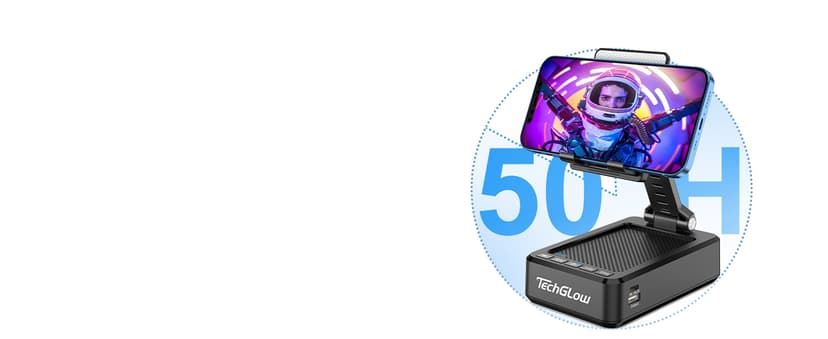 TechGlow Foldable Cellphone Stand with Bluetooth Speaker and Power Bank Birthday Gifts for Men Women Mother Father Boy Girl Teens Cool Tech Gadgets