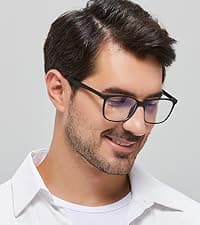 ANRRI Blue Light Blocking Glasses, Anti Eyestrain Lens Lightweight Frame Eyeglasses, Black, Men/Women