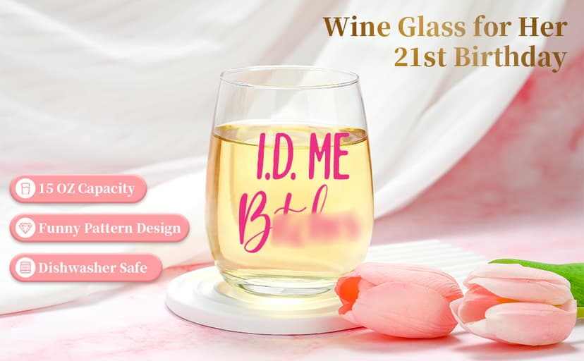 21st Birthday Gifts for Women Her Unique 21 Year Old Birthday Gifts for Female Her Funny Gift for 21 Year Old Female 21st Bday Decorations for Women - Wine Glass Toilet Paper Candle Makeup Bag B0CY1Z9QNV