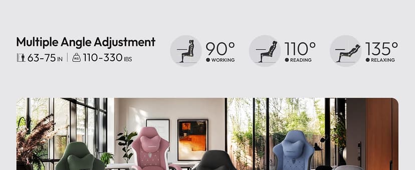 Dowinx Gaming Chair with Heated Massage Lumbar Support,Big and Tall Fabric Gaming Chairs for Adults with Footrest, Ergonomic Computer Game Chair with Poket Spring Cushions, 350lbs, Black