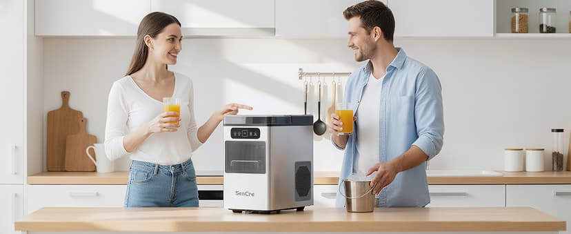 Nugget Ice Maker 40lbs/Day, Countertop Ice Maker Soft Chewable Ice, Ice Makers One-Click & Self-Cleaning, Crushed Pellet Ice Machine with Scoop&Basket for Home/Kitchen/Office, Stainless Silver
