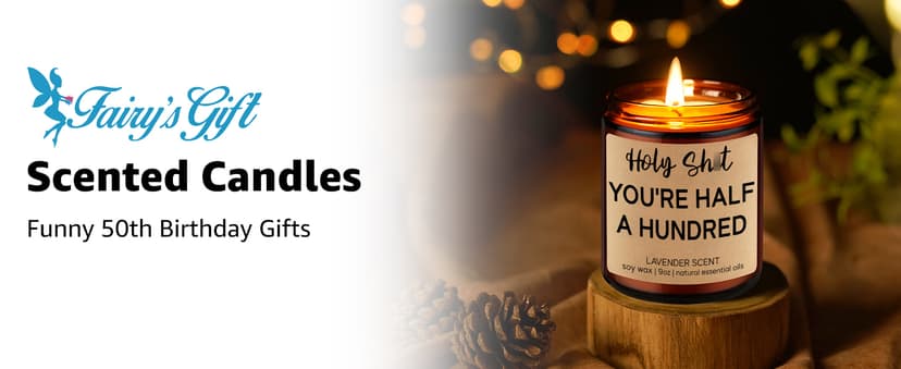 Fairy's Gift Funny 50th Birthday Candles, 50th Birthday Gifts for Women Men, Cool Turning 50 Year Old Gifts Ideas, Happy Half a Hundred Bday, Funny Presents for 50 Year Old Women, Men in Their 50s