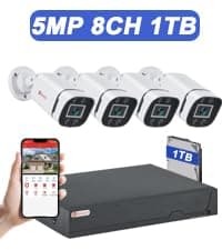 4CH 1080P Wired Security Camera System, AIWIXEN CCTV DVR with 512GB Hard Drive, 4 x Home Surveillance IP68 Waterproof Security Cameras with Human Vehicle Detection, Remote Access, 24-7 Recording