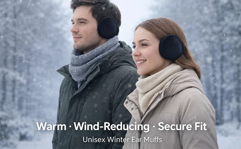 Lanenow Ear Muffs for Winter Men Women, Fleece-Lined Behind-the-Head Ear Warmers for Running, Cycling, Outdoor