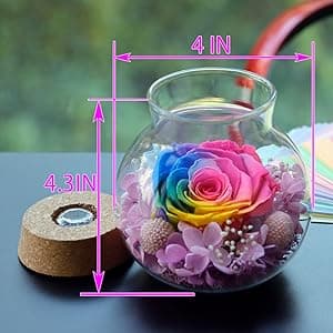 Preserved Real Roses with Colorful Mood Light Wishing Bottle, Eternal Rose,Never Withered Flowers, Table Decor,Christmas Anniversary Valentine's, Blue 4.3inch, 1pcs B07DT2GBT2