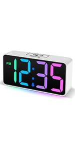 DreamSky Small Digital Alarm Clock for Bedroom, Large Big Numbers Display with Brightness Dimmer, Electric Bedside Desk Clock with USB Charging Port, Adjustable Alarm Volume, USB-C Adapter Powered