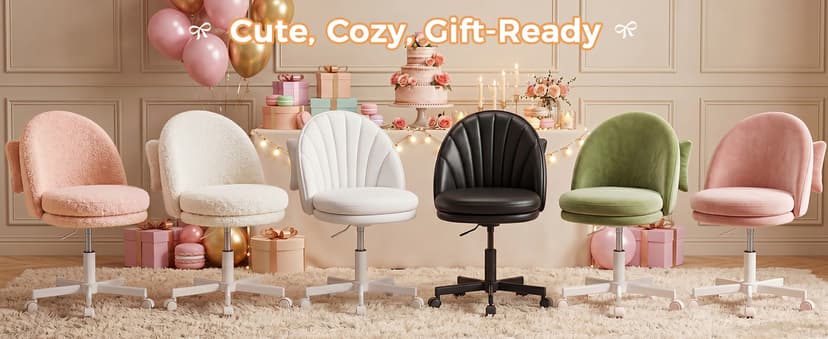GTPLAYER Velvet Tall Office Chair with Wheels Vanity Chairs with Back, Versatile Height Use: Office to Bar Stools Small Ergonomic Comfy Armlees Computer Desk Chair with Bow Lumbar Pillow for Gift