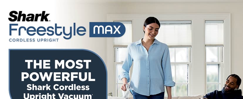 Shark Freestyle Max Cordless Upright Vacuum, Multi-Surface Cleaning, Lightweight, Easy Maintenance, with Large Dust Cup and 2-Speed Brushroll, LED Headlights, Nordic Blue, SV2002