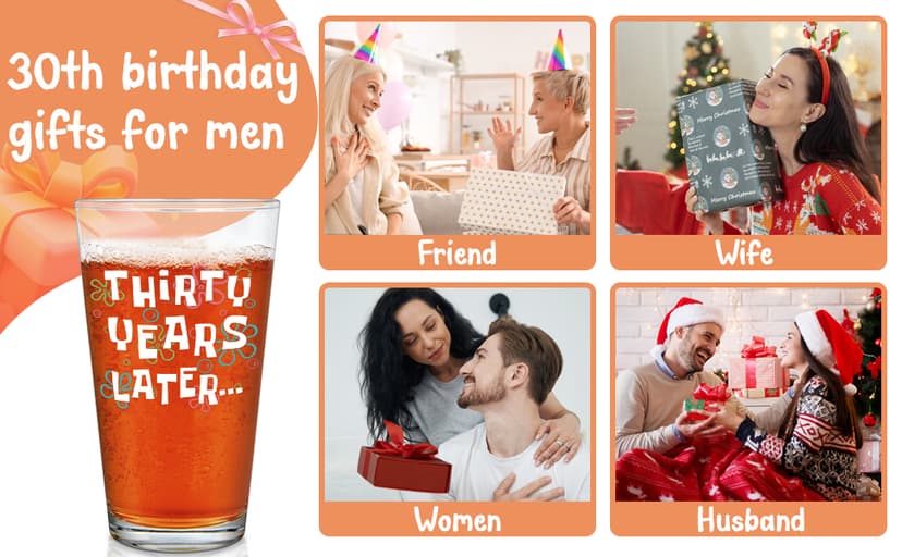 Futtumy 30th Birthday Gifts for Men, 15 OZ Thirty Years Later Beer Glass, 30 Year Old Birthday Gifts for Men Him Dad Father Husband Brother Boyfriend Uncle Women Wife, Gift for 30th Birthday Christmas B0FKSSHCCV