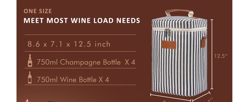 Tirrinia 4 Bottle Wine Gift Carrier - Leakproof & Insulated Padded Portable Versatile Wine Carrying Cooler Tote Bag for Travel, BYOB Restaurants, Wine Tasting, Parties,Gift for Wine Lovers, Beige